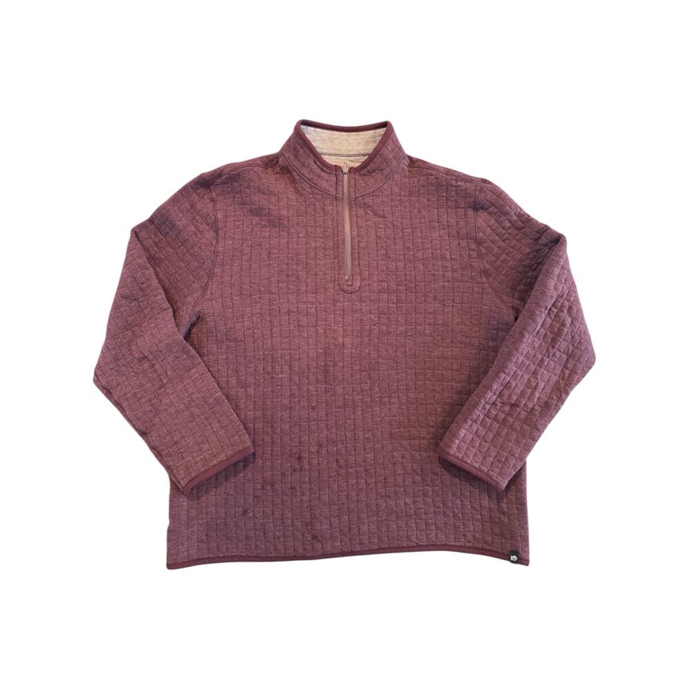 Men’s XL Maroon Quilted Quarter Zip Pullover Sweater Long Sleeve Casual Comfort - Picture 2 of 8